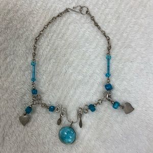 Silver and blue necklace